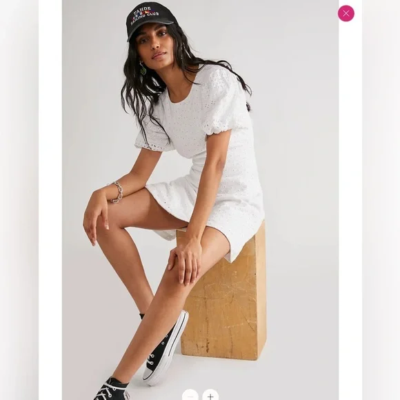 Free People Apricot Rose Mini Dress. Eyelet dress - Picture 2 of 14